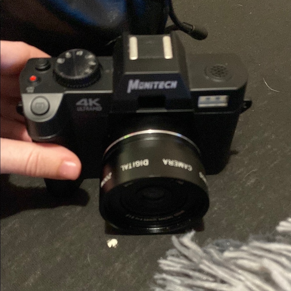 Black Digital Camera with Rangefinder Design